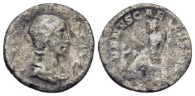 Julia Soaemias (mother of Elagabalus) AR Denarius. (18mm, 2.16 g) Rome, AD 218-222. IVLIA SOAEMIAS AVG, draped bust to right / VENVS CAELESTIS, Venus ...