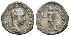 SEVERUS ALEXANDER. 222-235 AD. AR Denarius (18mm - 2.99 g). Rome mint. Struck 224 AD. IMP C M AVR SEV ALEXAND AVG, laureate and draped bust right, see...