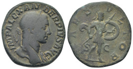 Severus Alexander. A.D. 222-235. Æ sestertius (29mm, 21,43 g). Rome, A.D. 232. IMP ALEXANDER PIVS AVG, laureate bust right, draped left shoulder / MAR...