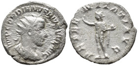 Gordian III AD 238-244. Rome Antoninianus AR (21mm, 3,3 g) IMP GORDIANVS PIVS FEL AVG, radiate, draped and cuirassed bust right / AETERNITATI AVG, Sol...