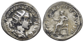 Gordian III, 238-244. Antoninianus (22mm, 4.46 g), Rome, 242. IMP GORDIANVS PIVS FEL AVG Radiate, draped and cuirassed bust of Gordian III to right, s...