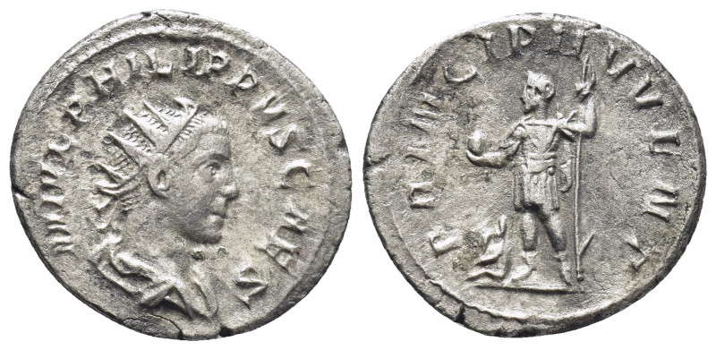 Philip II. As Caesar, AD 244-247. AR Antoninianus (20mm, 2.83 g). Rome mint. 4th...