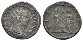 Gallienus. (255-256 AD). BI Antoninian. (19mm, 3.49 g) Antioch. Obv: IMP C P LIC GALLIENVS P F AVG. radiate and cuirassed bust of Gallienus right. Rev...