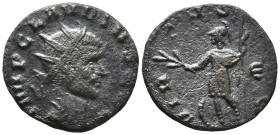 Claudius II, 268-270. Silvered billon Antoninianus (17mm, 2,7 g.), Rome mint, AD 268-269. IMP C CLAVDIVS AVG, radiate, draped and cuirassed bust of Cl...