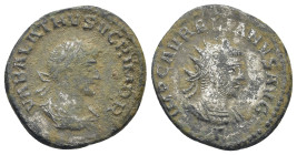 VABALATHUS, 270-272 AD. Æ Antoninianus (19mm, 3.3 g) of Antioch. Laureate draped cuirassed bust / Radiate cuirassed bust of Aurelian.