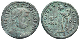 Diocletian (284-305 AD). Alexandria. AE Follis (25mm, 10.4 g) Obv: IMP C DIOCLETIANVS P F AVG. Laureate head right. Rev: GENIO POPVLI ROMANI / XXI - B...