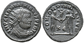 Maximianus (286-305 AD). Kyzikos AE Radiate (22mm, 2.9 g). Obv: IMP C M A MAXIMIANVS P F AVG, radiate, draped and cuirassed bust of Maximian right. Re...