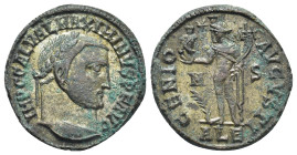 Maximinus II Daia AD 310-313. Alexandria Follis Æ (21mm, 4,59 g) IMP C GAL VAL MAXIMINVS P F AVG, laureate head right / GENIO AVGVSTI, Genius standing...