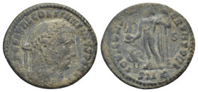Constantine I Æ Nummus. (20mm, 3,38 g) Cyzicus, AD 313-315. IMP C FL VAL CONSTANTINVS P F AVG, laureate head right / IOVI CONSERVATORI, Jupiter standi...