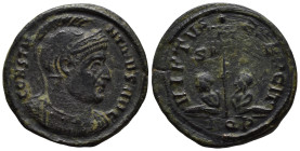 Constantine I, 307/310-337 AD. AE Follis (19mm, 2,8 g.). Aquileia, 320 AD. CONSTAN-TINVS AVG Cuirassed bust of Constantine I to right, wearing crested...