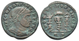 Constantine I. AD 307/310-337. Æ Follis (22mm, 4.12 g). Rome mint, 1st officina. Struck AD 312-313. Laureate and cuirassed bust right / Legionary eagl...