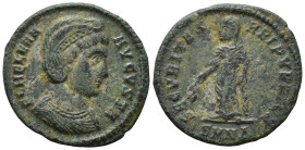 Helena, mother of Constantine AD 328-329. Nicomedia Follis Æ (17mm., 2,5 g). FL HELENA AVGVSTA, diademed and mantled bust right, wearing necklace / SE...