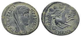 Divus Constantine I. Died A.D. 337. AE reduced follis (14mm, 1.62 g). Antioch mint, struck A.D. 337-340. D V CONSTANTINVS P T AVGG, veiled head of Div...