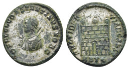 CONSTANTINE II, as Caesar. 317-337 AD. Æ Follis (17mm - 2.55 g). Heraclea mint. Struck 317 AD. D N FL CL CONSTANTINVS NOB C, laureate and mantled bust...