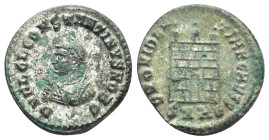 CONSTANTINE II, as Caesar. 317-337 AD. Æ Follis (18mm - 3.5 g). Heraclea mint. Struck 318-20 AD. D N FL CL CONSTANTINVS NOB C, laureate and mantled bu...