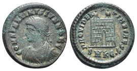 Constantine II, as Caesar (317-337 AD). Kyzikos AE Follis (18mm, 3,5 g) Obv: CONSTANTINVS IVN NOB C, laureate, draped and cuirassed bust left Rev: PRO...