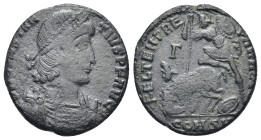 Constantius II. A.D. 337-361. AE heavy majorina (20mm, 4.34 g). Constantinople mint, Struck A.D. 348-351. D N CONSTAN-TIVS P F AVG, pearl-diademed, dr...
