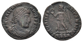Valentinian I, 364 - 375. Ae (16mm, 2,0 g),Thessalonika. DN VALENTINIANVS P F AVG, Diademed, draped and cuirassed bust of Valentinian right. Reverse: ...
