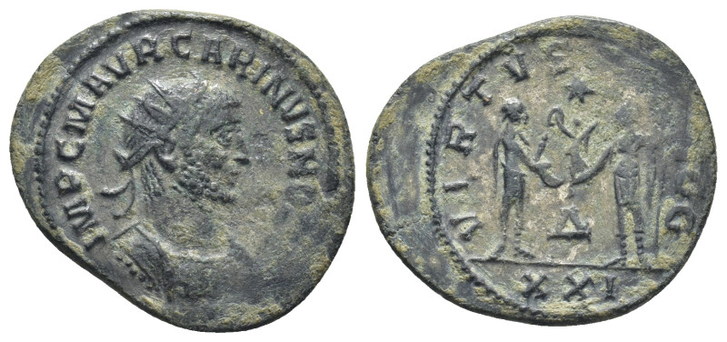 Carinus. A.D. 283-285. BI antoninianus (3 Gr. 19mm.). Antioch mint
Radiate, drap...