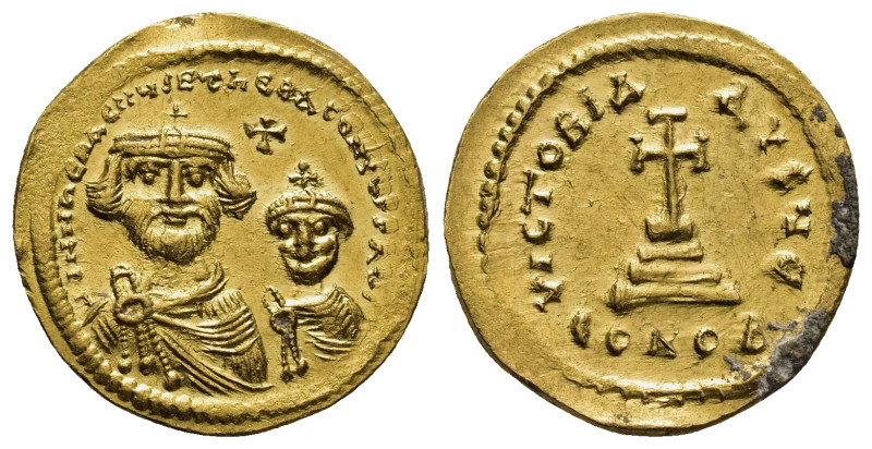 Heraclius, with Heraclius Constantinus (610-641). AV Solidus (20mm, 4.39 g), Con...