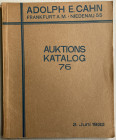 Cahn Adolph E. Aution 76, Norddeutsche Sammlung Neuzeitlicher, u Munzen. Frankfurt 2 Juni 1932. Brossura ed. pp. 111, lotti 2265, tavv. 12 in b/n. Con...