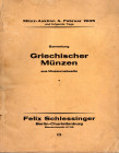 SCHLESSINGER Felix - Berlin, 4 - Februar, 1935. Sammlung Griechischer munzen aus Museumsbesitz ( Hermitage). Pp 97, lots 1655, plates 59. Legatura ed....