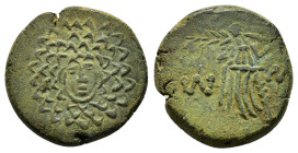 PONTOS.Amisos.(Circa 105-63 BC).Ae.

Obv : Aegis with Gorgon's head at center.

Rev : AΜΙΣΟΥ.
Nike advancing right, holding wreath and palm branch, be...