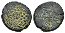PONTOS.Amisos.(Circa 105-63 BC).Ae.

Obv : Aegis with Gorgon's head at center.

Rev : AΜΙΣΟΥ.
Nike advancing right, holding wreath and palm branch, be...