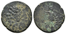 PONTOS.Amisos.(Circa 105-63 BC).Ae.

Obv : Aegis with Gorgon's head at center.

Rev : AΜΙΣΟΥ.
Nike advancing right, holding wreath and palm branch, be...