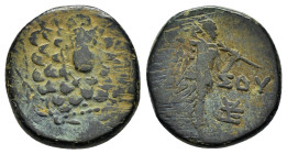 PONTOS.Amisos.(Circa 105-63 BC).Ae.

Obv : Aegis with Gorgon's head at center.

Rev : AΜΙΣΟΥ.
Nike advancing right, holding wreath and palm branch, be...