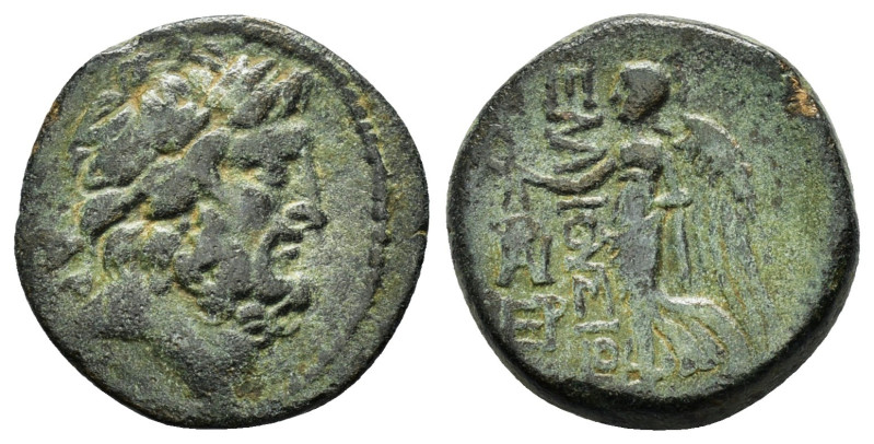 CILICIA.Elaiussa Sebaste.1st Century BC.AE Bronze.Head of Zeus right / EΛAIOYΣIΩ...