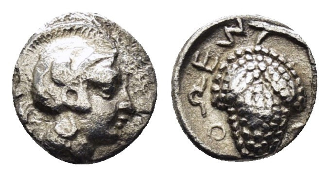 CILICIA. Soloi. Obol (Circa 410-375 BC).
Obv: Helmeted head of Athena right.
R...