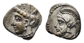 CILICIA. Tarsos. Tarkumuwa (Datames) (Satrap of Cilicia and Cappadocia, 384-361/0 BC). Obol.
Obv: Draped bust of female left(Aphrodite?) wearing taini...