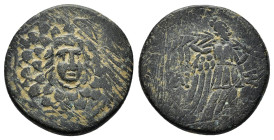 PONTOS.Amisos.(Circa 105-63 BC).Ae.

Obv : Aegis with Gorgon's head at center.

Rev : AΜΙΣΟΥ.
Nike advancing right, holding wreath and palm branch, be...