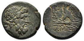 PONTOS.Amisos.(100-85 BC).Ae.

Obv : Laureate head of Zeus right.

Rev : AMIΣOY.
Eagle standing left on thunderbolt, head right; star above; in left f...