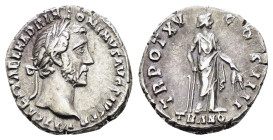 ANTONINUS PIUS (138-161). Denarius. Rome.
Obv: IMP CAES T AEL HADR ANTONINVS AVG PIVS P P.
Laureate head right.
Rev: TR POT XV COS IIII / TRANQ.
Tranq...