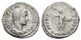 ROMAN EMPIRE, Severus Alexander, 222-235, AR Denarius (230), Roman. Laureate bust right, IMP SEV ALEXAND AVG. Rev. Sol standing right, turned left, ho...