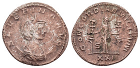 SEVERINA.(270-275).Antioch. Antoninianus.
Obv : SEVERINA AVG.
Bust of Severina, diademed, draped, on crescent, right.
Rev : CONCORDIAE MILITVM.
Concor...