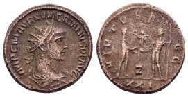 NUMERIAN.283-284 AD.Cyzicus Mint.AE Antoninianus
Obverse : IMP C NVMERIANVS P F AVG; bust of Numerian, radiate, draped, right
Reverse : CLEMENTIA TEMP...