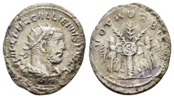 GALLIENUS (253-268). Antoninianus. Samosata.
Obv: IMP C P LIC GALLIENUS AVG.
Radiate, draped and cuirassed bust right.
Rev: VOTA ORBIS.
Two Victories ...