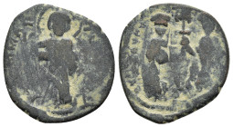 CONSTANTINE X DUCAS with EUDOCIA (1059-1067). Follis. Constantinople.
Obv: + ЄMMANOVHΛ / IC - XC.
Christ Pantokrator standing facing on footstool.
Rev...