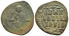 BYZANTINE.Anonymous FollIs. Time of Basil II & Constantine VIII.Circa 976-1025 AD.Constantinople Mint.AE Follis
Obverse : +EMMA-NOVHΛ/ IC XC; bust of ...