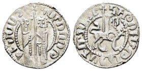 CILICIAN ARMENIA.Hetoum I and Zabel.(1226-1270).Sis.Half Tram.
Obv : Hetoum and Zabel standing facing one another, heads facing, holding between them ...
