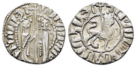CILICIAN ARMENIA.Hetoum I and Zabel.(1226-1270).Sis.Half Tram.
Obv : Hetoum and Zabel standing facing one another, heads facing, holding between them ...