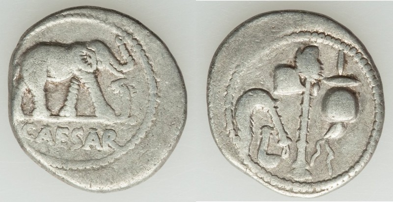 Julius Caesar, as Dictator (49-44 BC). AR denarius (18mm, 3.70 gm, 7h). About VF...