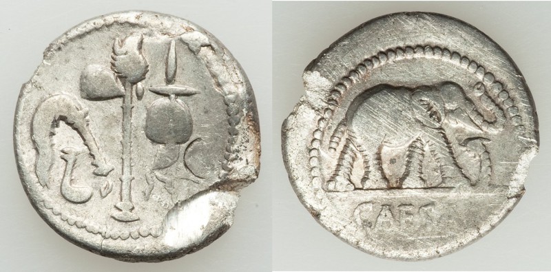 Julius Caesar, as Dictator (49-44 BC). AR denarius (19mm, 3.81 gm, 10h). VF, ben...
