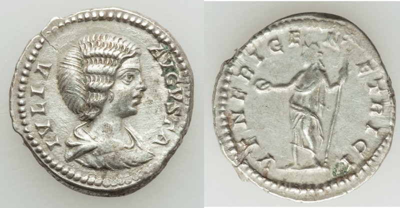 Julia Domna (AD 193-211). AR denarius (18mm, 3.44 gm, 6h). XF. Rome, AD 196-211....