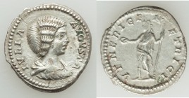 Julia Domna (AD 193-211). AR denarius (18mm, 3.44 gm, 6h). XF. Rome, AD 196-211. IVLIA-AVGVSTA, draped bust right / VENERI GE-N-ETRICI, Venus standing...