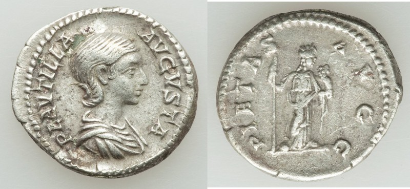 Plautilla (AD 202-205). AR denarius (19mm, 3.55 gm, 1h). About VF. Rome, under S...
