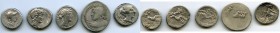 ANCIENT LOTS. Roman Republic. Ca. 90-46 BC. Lot of five (5) AR denarii. Fine - VF. Includes: L. Sulla Felix and L. Manlius Torquatus (82 BC). Triumpha...